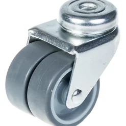 Roulette double 50mm 2" caoutchouc gris pivotante capacité 70kg