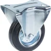 Roulette fixe de 100 mm avec caoutchouc noir sur roue centrale en acier embouti