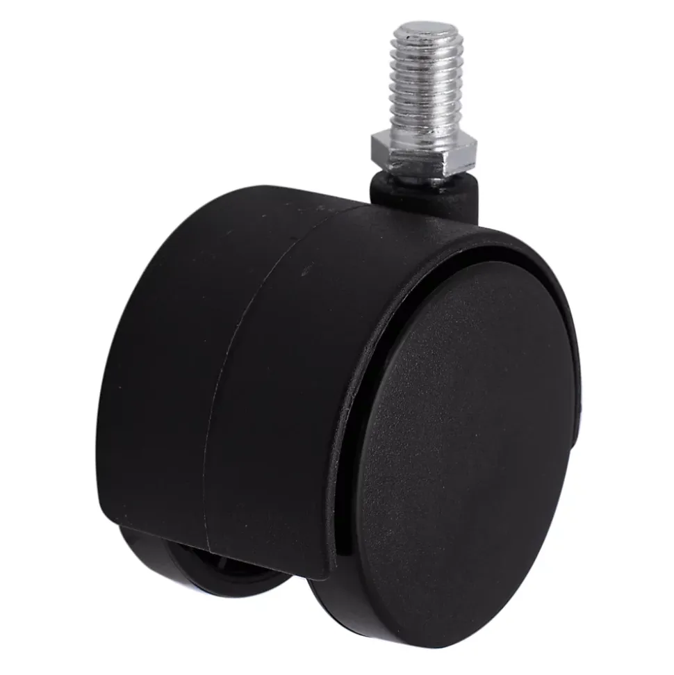Roulette jumelée pivotante sans frein ø50 mm, tige filetée 10 x 20 mm, charge max 40kg