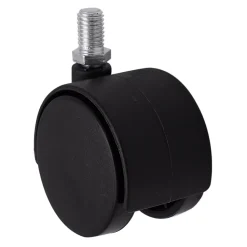 Roulette jumelée pivotante sans frein ø50 mm, tige filetée 10 x 20 mm, charge max 40kg