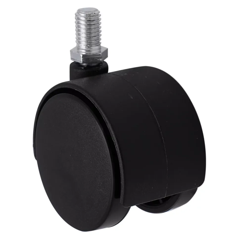 Roulette jumelée pivotante sans frein ø50 mm, tige filetée 10 x 20 mm, charge max 40kg