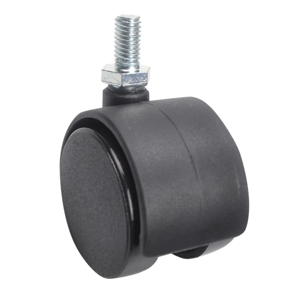 Roulette jumelée pivotante sans frein ø40 mm, tige filetée 8 x 15 mm, charge max 30kg