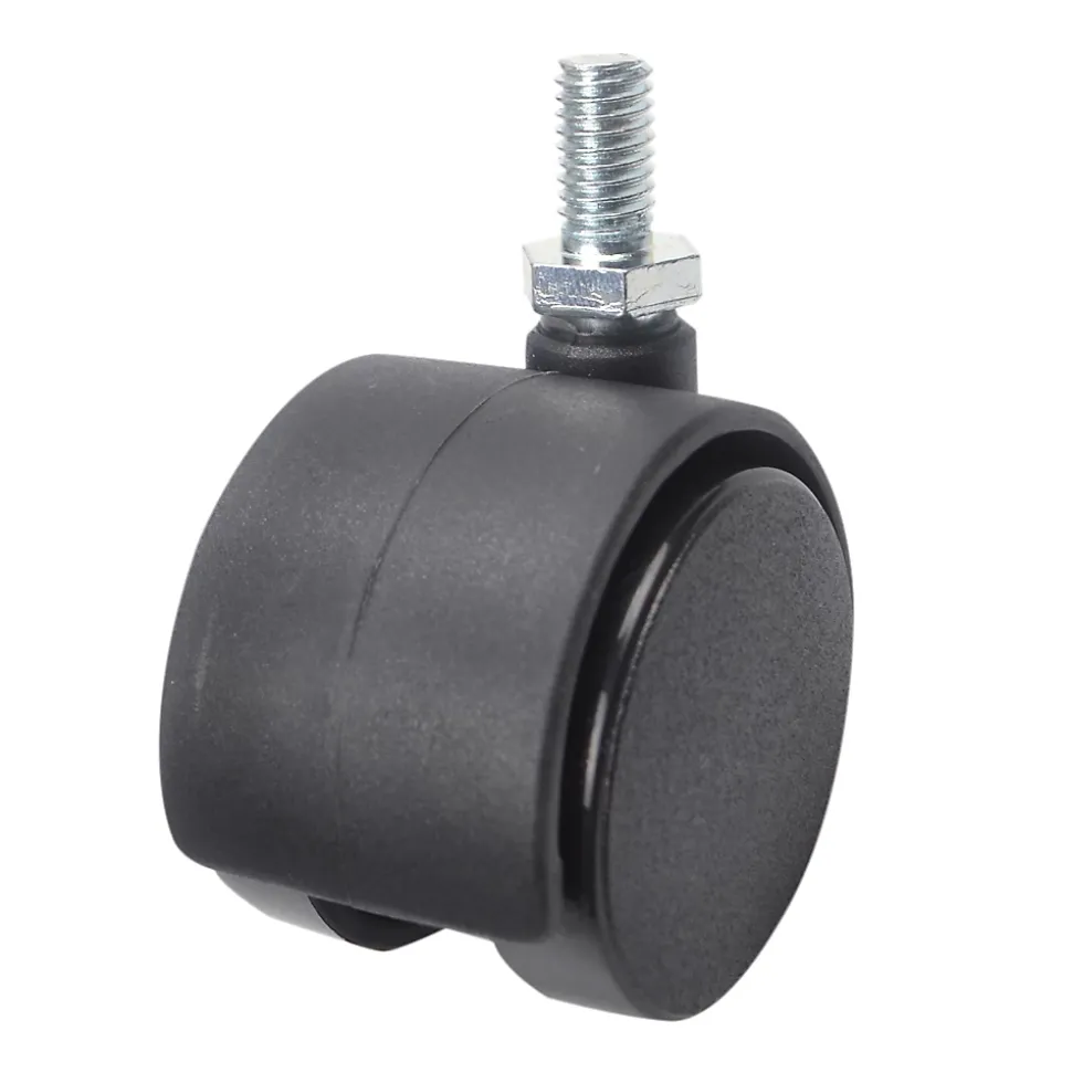 Roulette jumelée pivotante sans frein ø40 mm, tige filetée 8 x 15 mm, charge max 30kg
