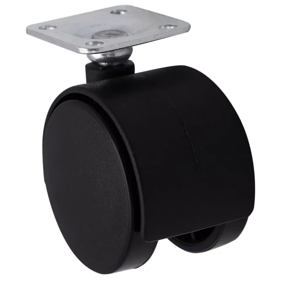 Roulette jumelée pivotante sans frein ø50 mm, plaque 38 x 38 mm, charge max 40 kg