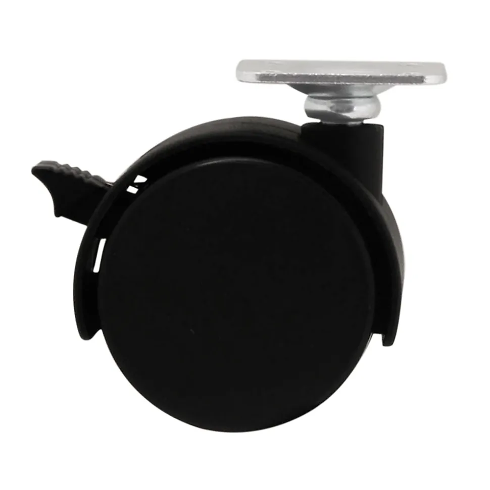 Roulette jumelée pivotante avec frein ø50 mm, plaque ø38 mm, charge max 40kg