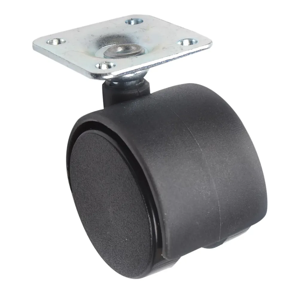 Roulette jumelée pivotante sans frein ø40 mm, plaque, charge max 30kg