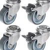Roulette 50mm 2" en acier inoxydable, caoutchouc gris, pivotante et avec frein, 160kg, jeu de 4
