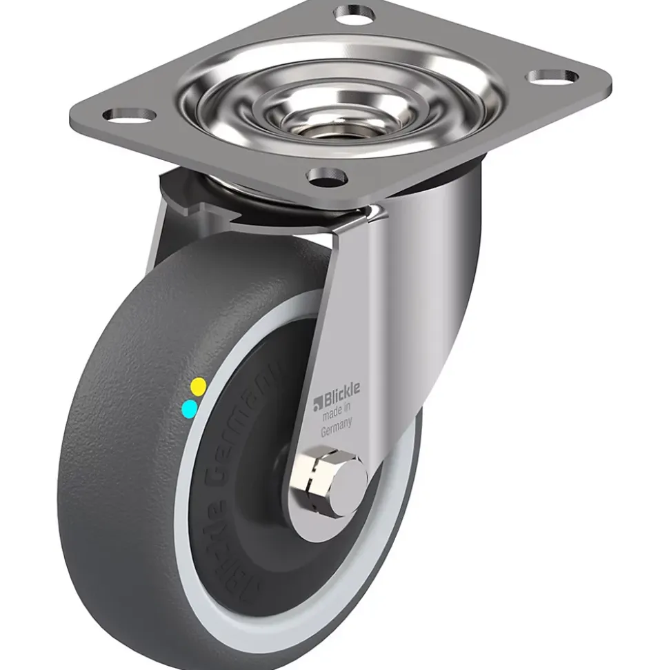 Roulette pivotante de 100 mm en acier inoxydable avec thermoplastique gris conducteur d'électricité.
