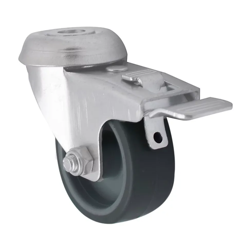 Roulette pivotante grise ø5 cm avec freins, charge max 40 kg