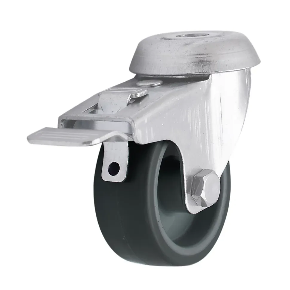 Roulette pivotante grise ø5 cm avec freins, charge max 40 kg