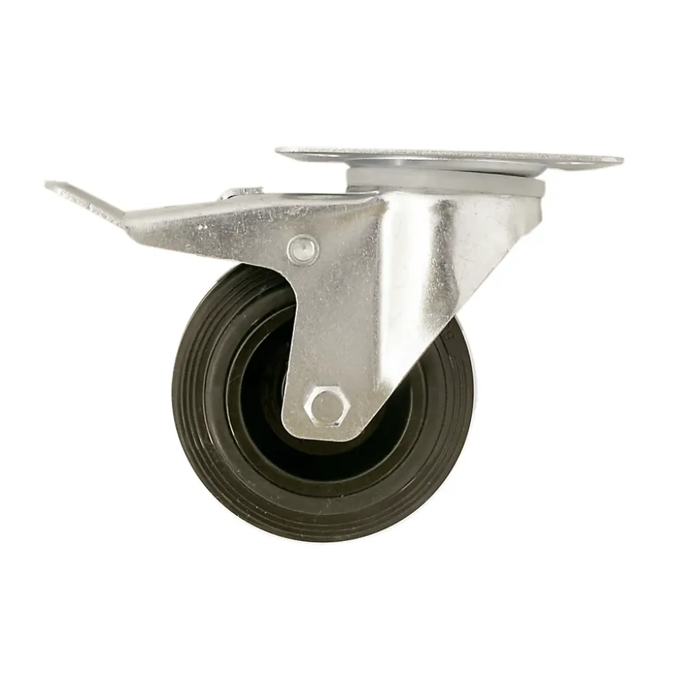 Roulette pivotante noire ø10 cm avec freins, charge max 75 kg