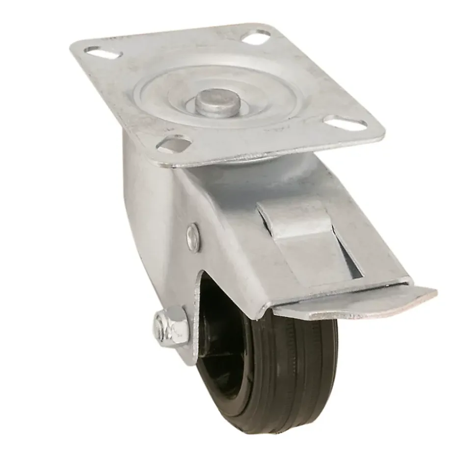Roulette pivotante noire ø8 cm avec freins, charge max 70 kg