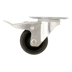 Roulette pivotante noire ø8 cm avec freins, charge max 70 kg