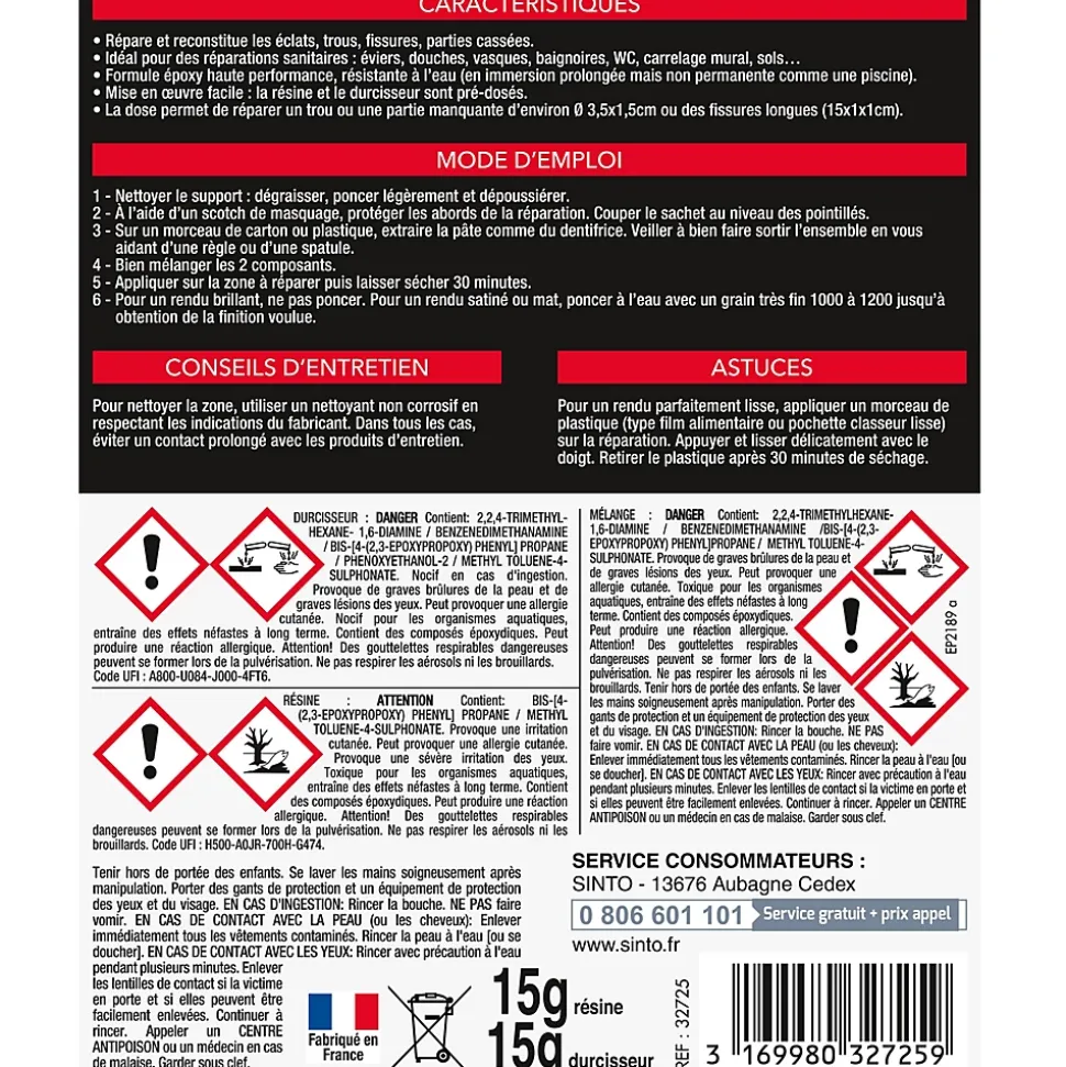 Répare faïence, émail, céramique SintoMatériaux blanc 30g