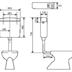 Réservoir WC - REGI FLO - Regiplast - Double débit - Semi-bas