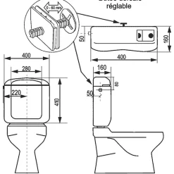 Réservoir WC - REGILUX - Regiplast - Simple débit - Bas