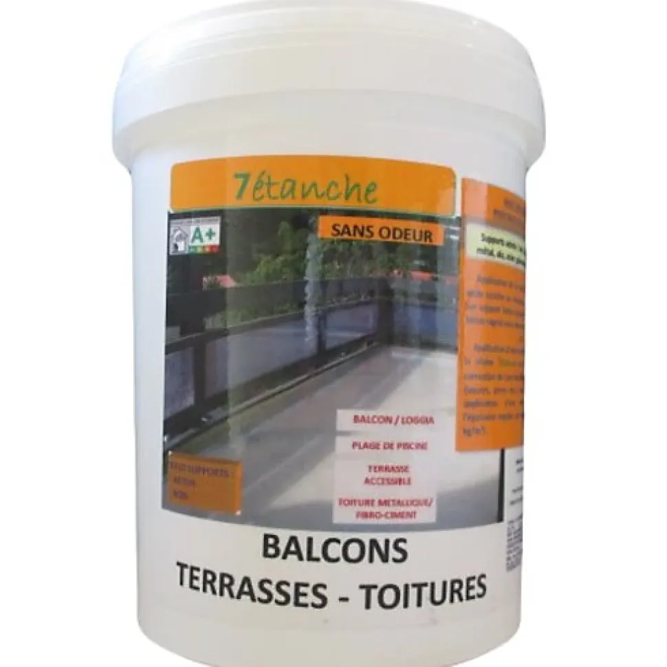Résine d'étanchéité pour Balcons - Terrasses - Toitures - Gris - 5Kg