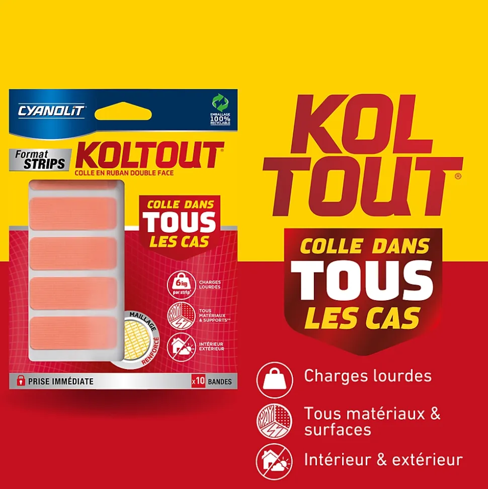 Ruban adhésif de fixation transparente Cyanolit Koltout - 10 pièces