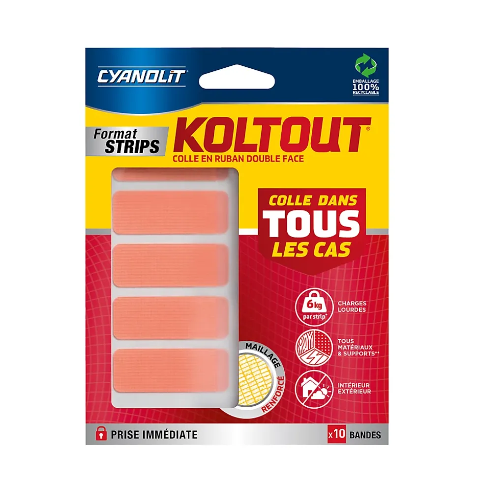Ruban adhésif de fixation transparente Cyanolit Koltout - 10 pièces