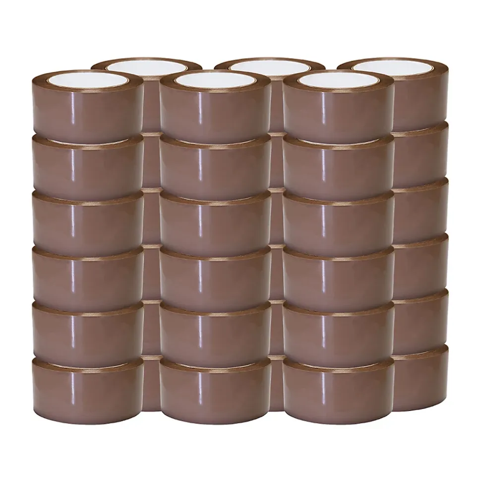 Ruban adhésif d'emballage polypropylène havane 28mic - rouleau adhésif marron 48 mm x 100 m - Carton de 36