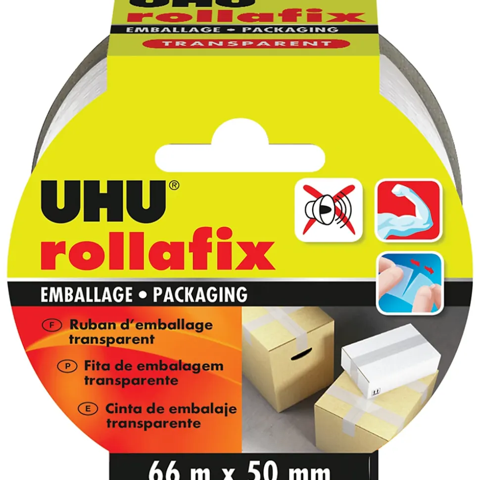 Ruban adhésif d'emballage Rollafix transparent 66 x 50 mm