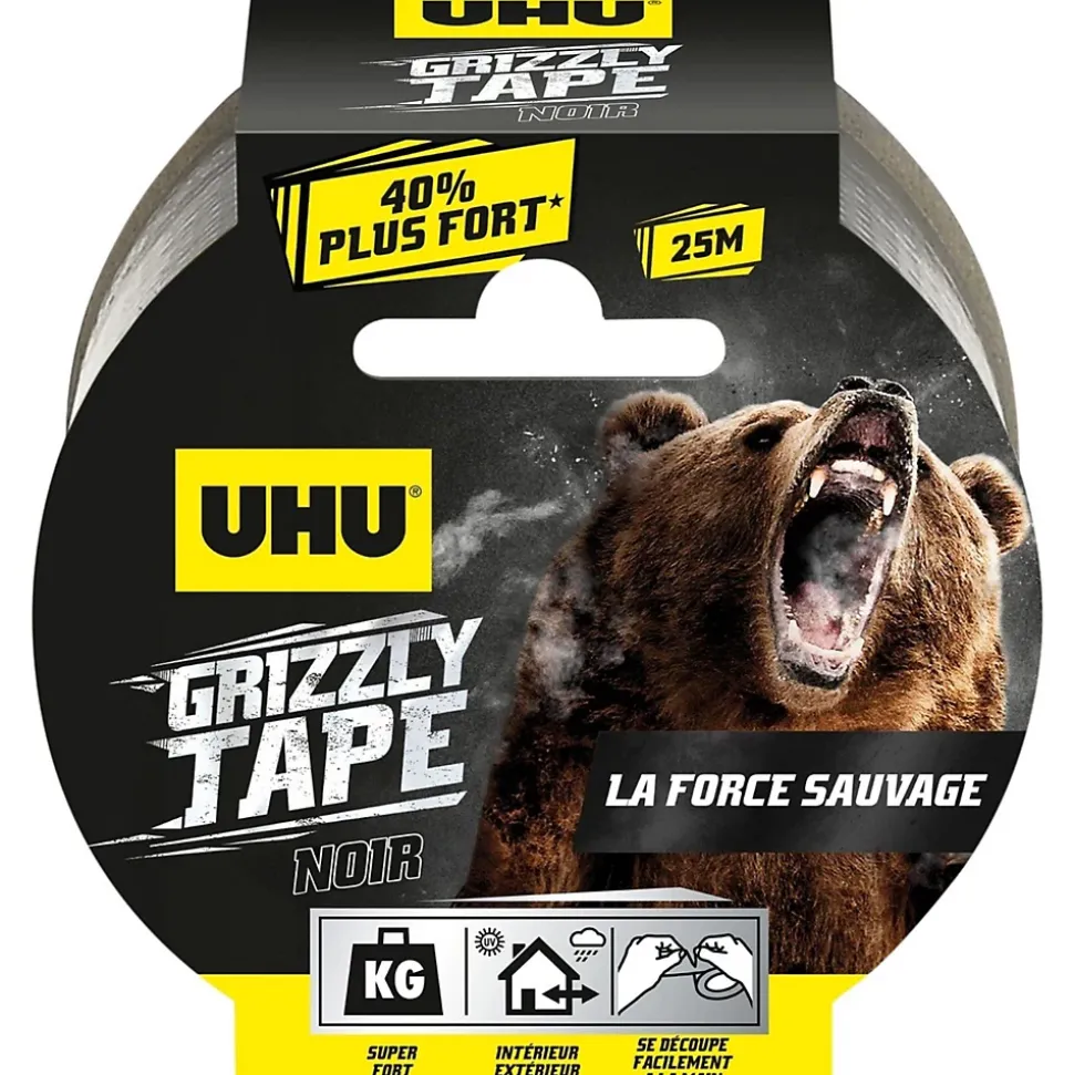 Ruban adhésif UHU Grizzly tape noir 25 m