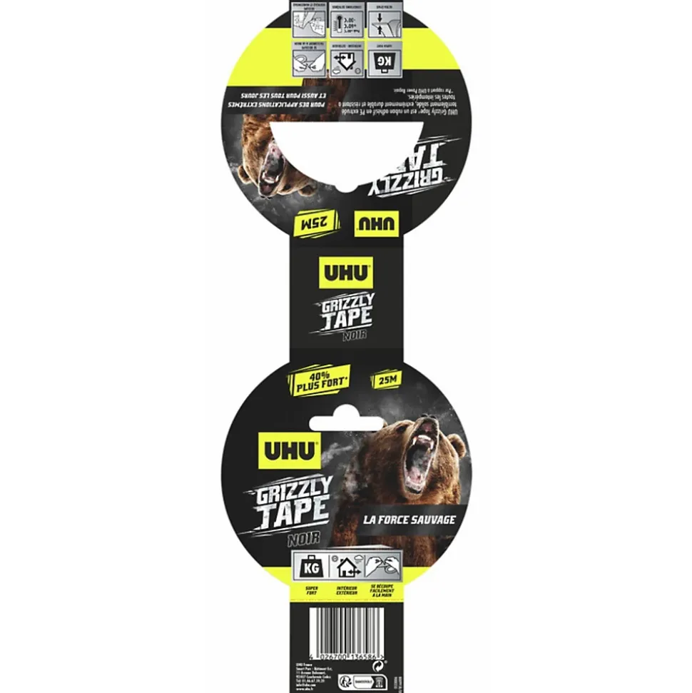 Ruban adhésif UHU Grizzly tape noir 25 m