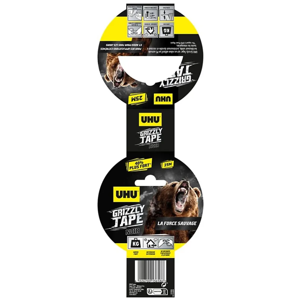 Ruban adhésif UHU Grizzly tape noir 25 m