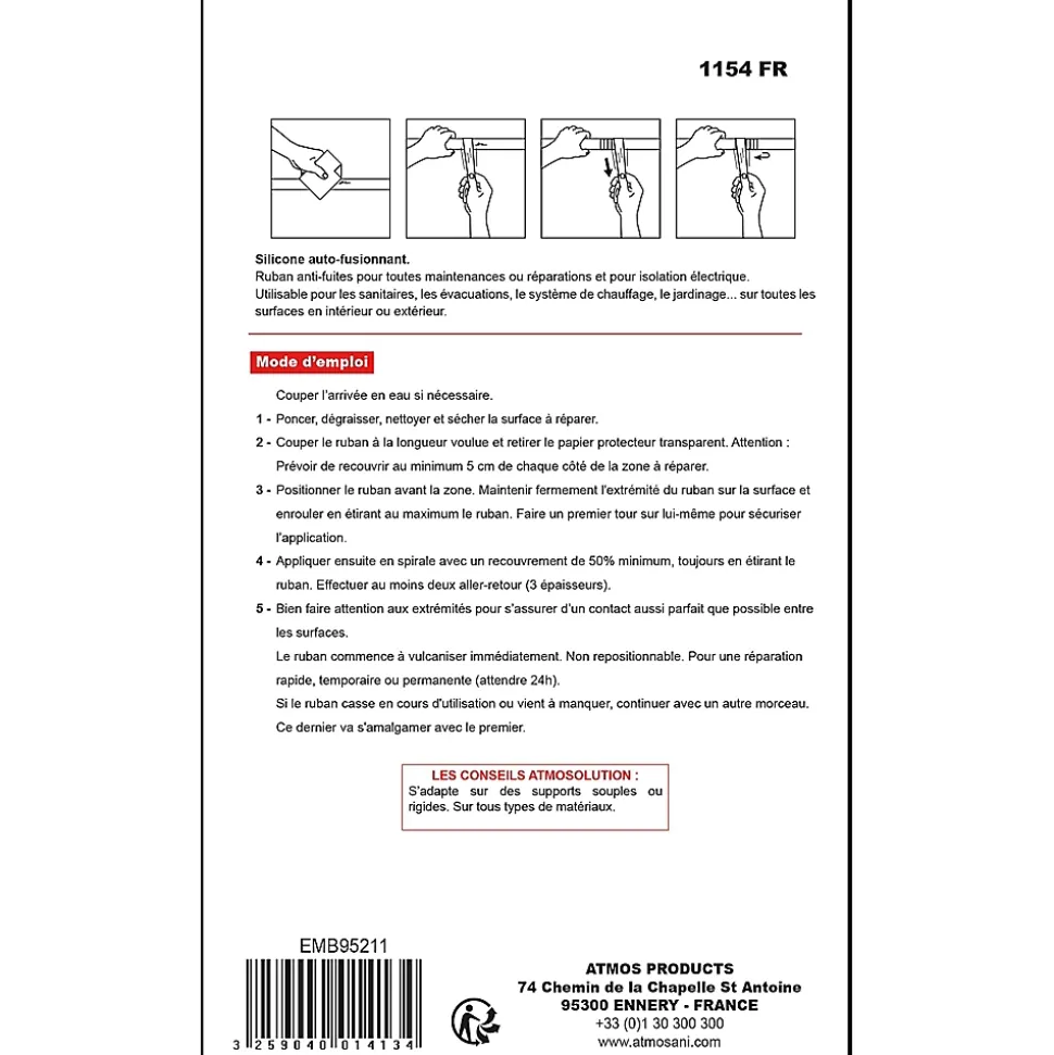 Ruban anti-fuite Atmos EXTREM TAPE Gris 25 mm x 3 m