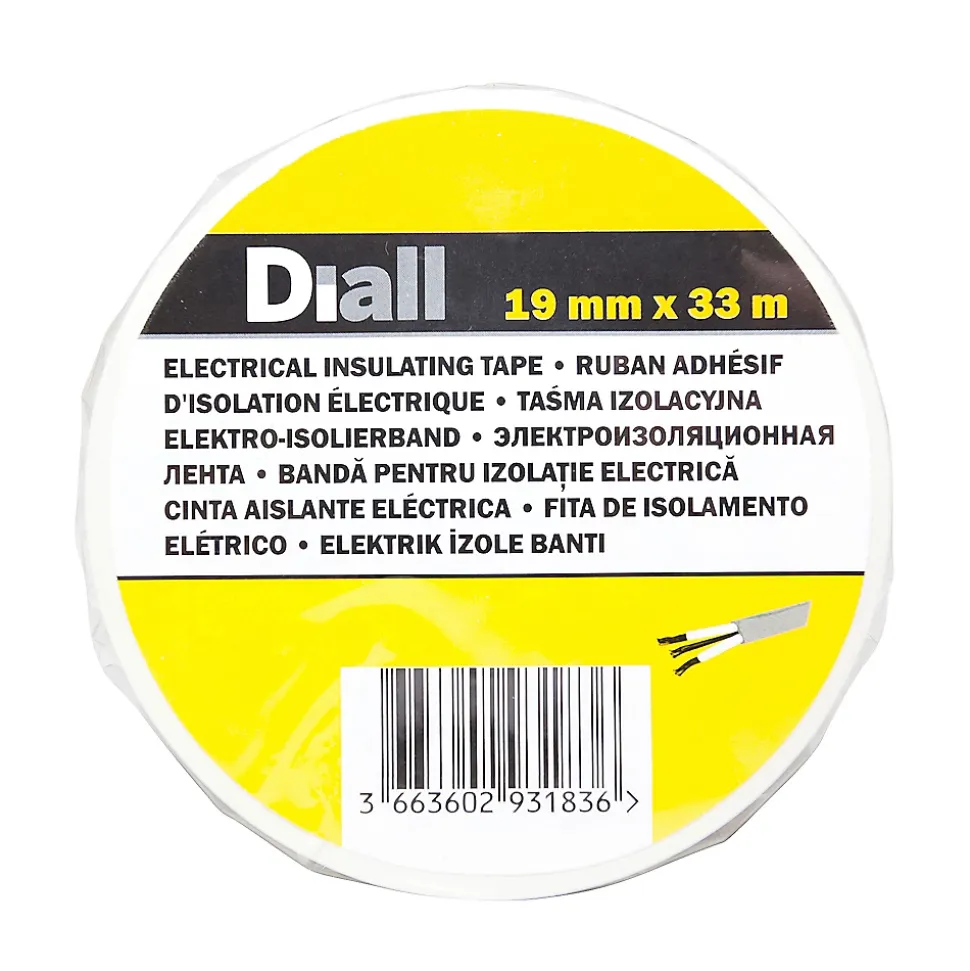 Ruban d'isolation électrique 19 mm x 33 m blanche