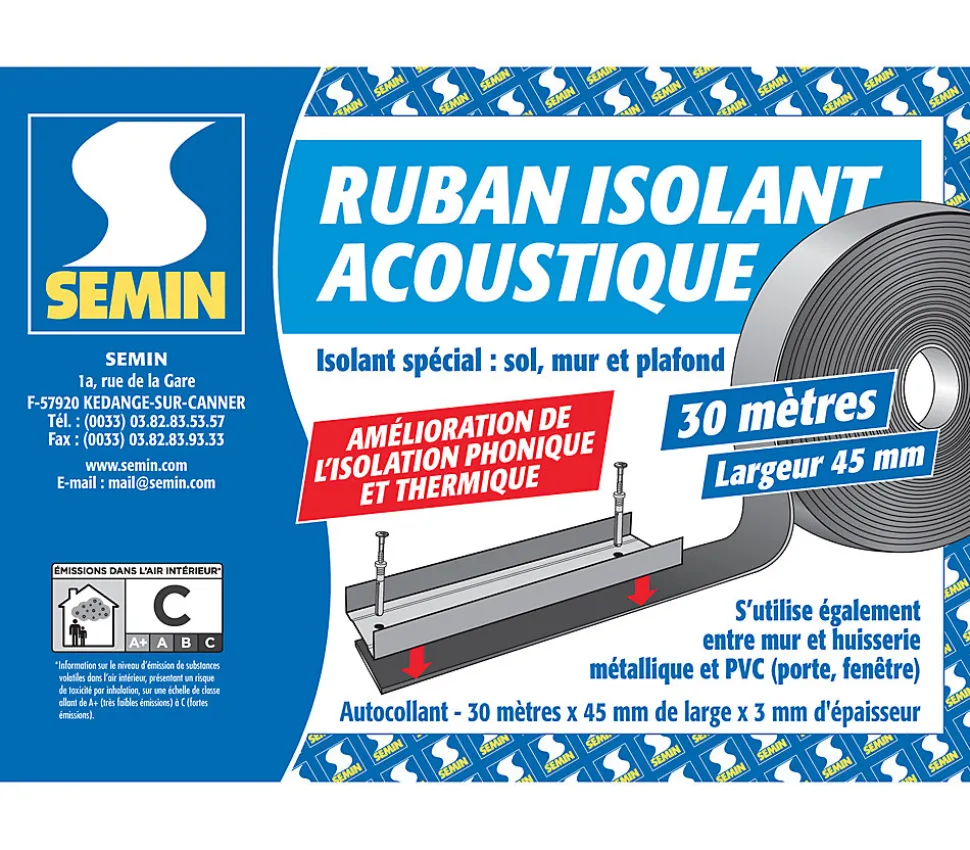 Ruban Isolant Acoustique Semin, 30 m x 45 mm