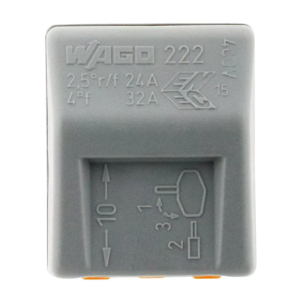 Sachet de 10 bornes 3 entrées série 222 - Wago