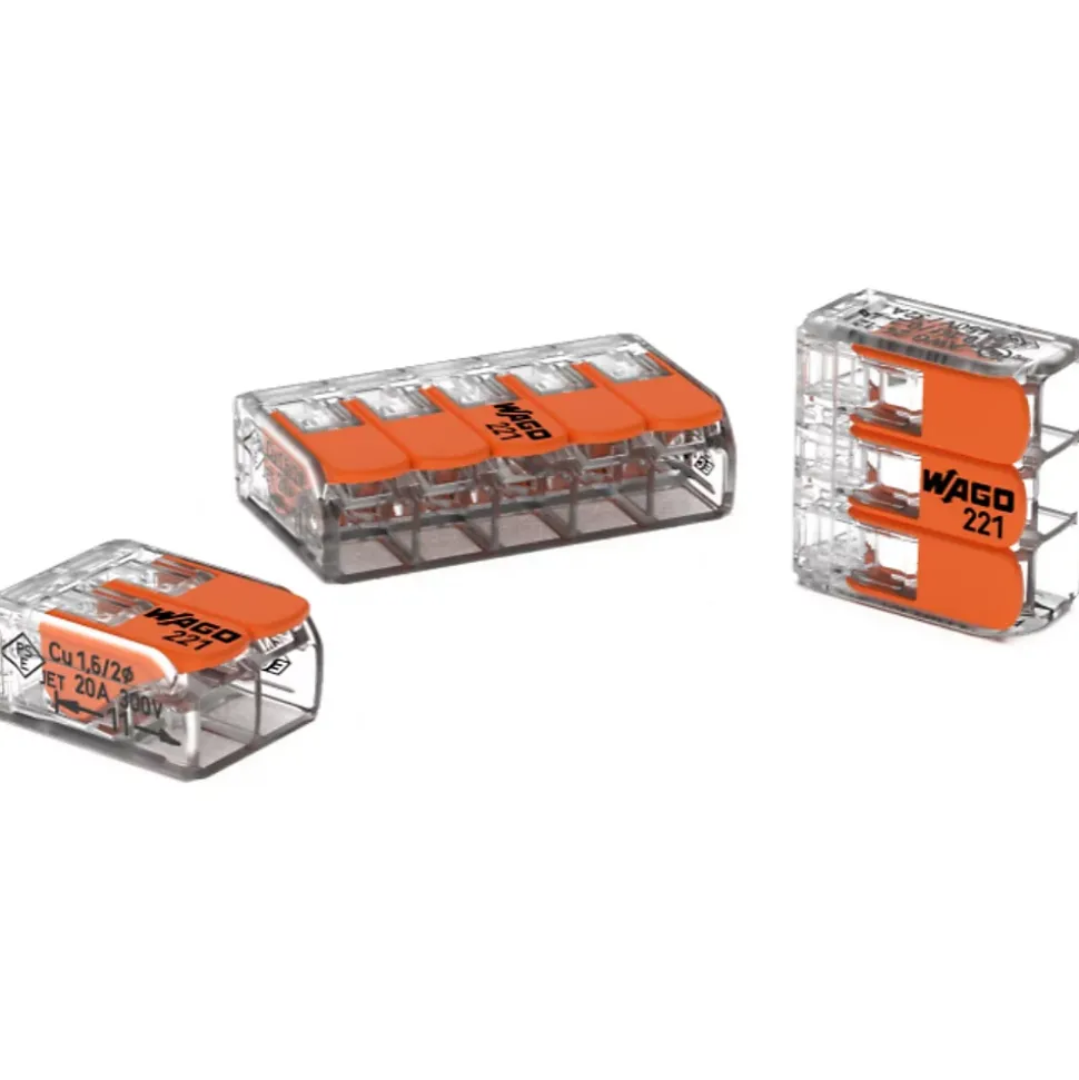 Sachet de 10 bornes 3 entrées série 221 - Wago