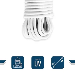 Sandow élastique Blanc 15 mètres - Qualité PRO TECPLAST 9SW - Tendeur pour bâche de diamètre 9 mm