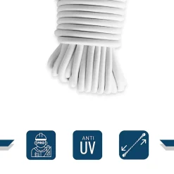 Sandow élastique Blanc 20 mètres - Qualité PRO TECPLAST 9SW - Tendeur pour bâche de diamètre 9 mm