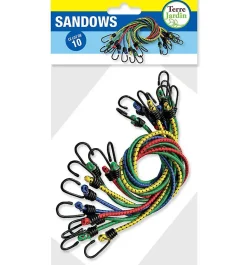 Sandow élastique 80cm avec crochets - Lot de 10