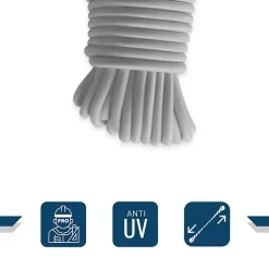 Sandow élastique Gris 90 mètres - Qualité PRO TECPLAST 9SW - Tendeur pour bâche de diamètre 9 mm