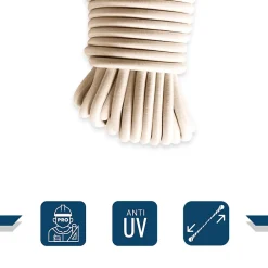 Sandow élastique Ivoire 90 mètres - Qualité PRO TECPLAST 9SW - Tendeur pour bâche de diamètre 9 mm