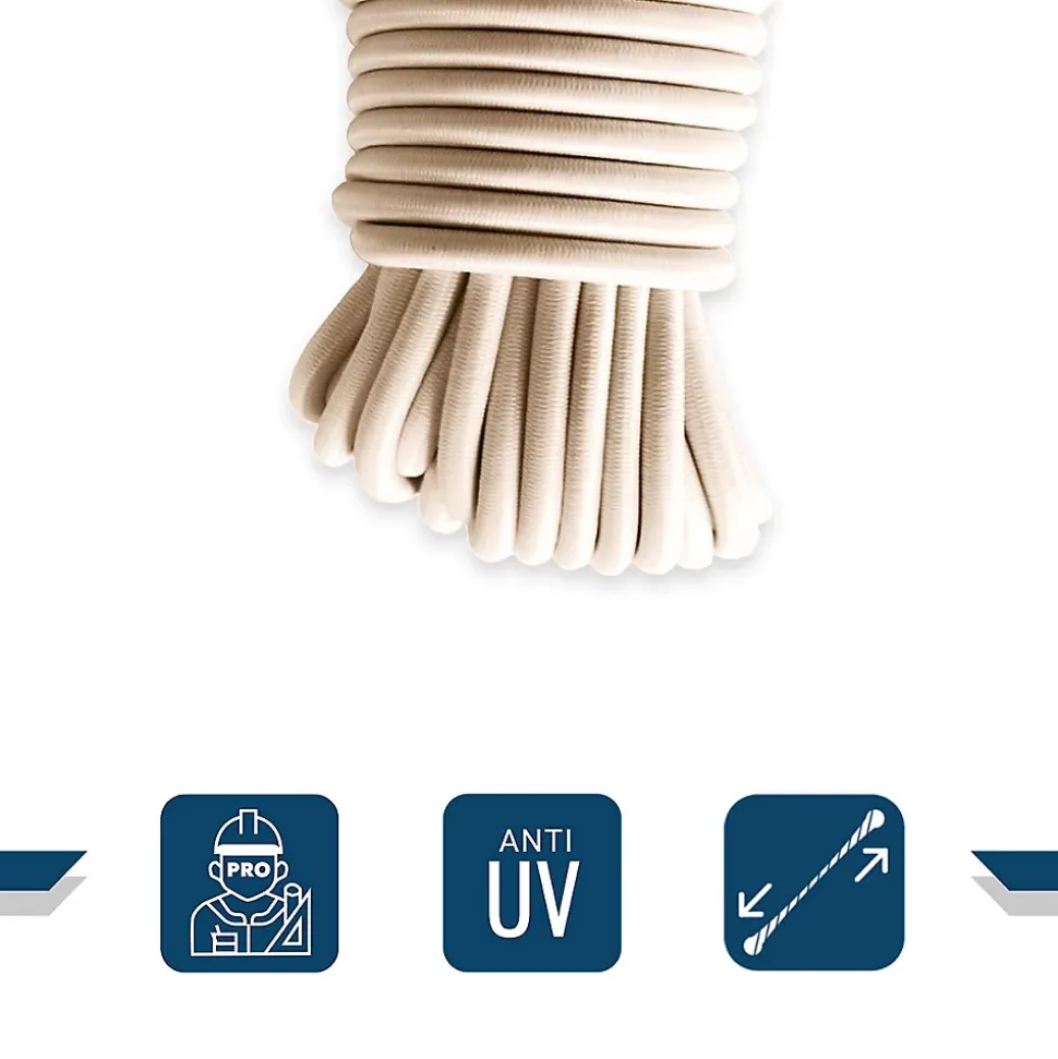 Sandow élastique Ivoire 20 mètres - Qualité PRO TECPLAST 9SW - Tendeur pour bâche de diamètre 9 mm