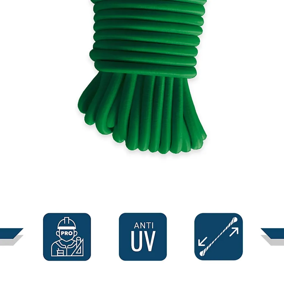 Sandow élastique Vert 70 mètres - Qualité PRO TECPLAST 9SW - Tendeur pour bâche de diamètre 9 mm