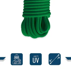 Sandow élastique Vert 15 mètres - Qualité PRO TECPLAST 9SW - Tendeur pour bâche de diamètre 9 mm