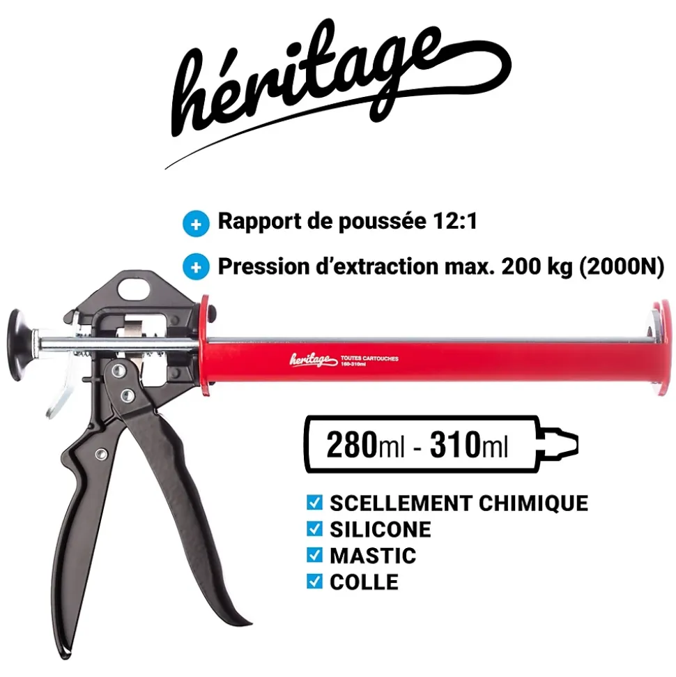 SCELL IT Pack Pistolet Heritage avec 2 Cartouches Scellement Chimique First300 Ton béton