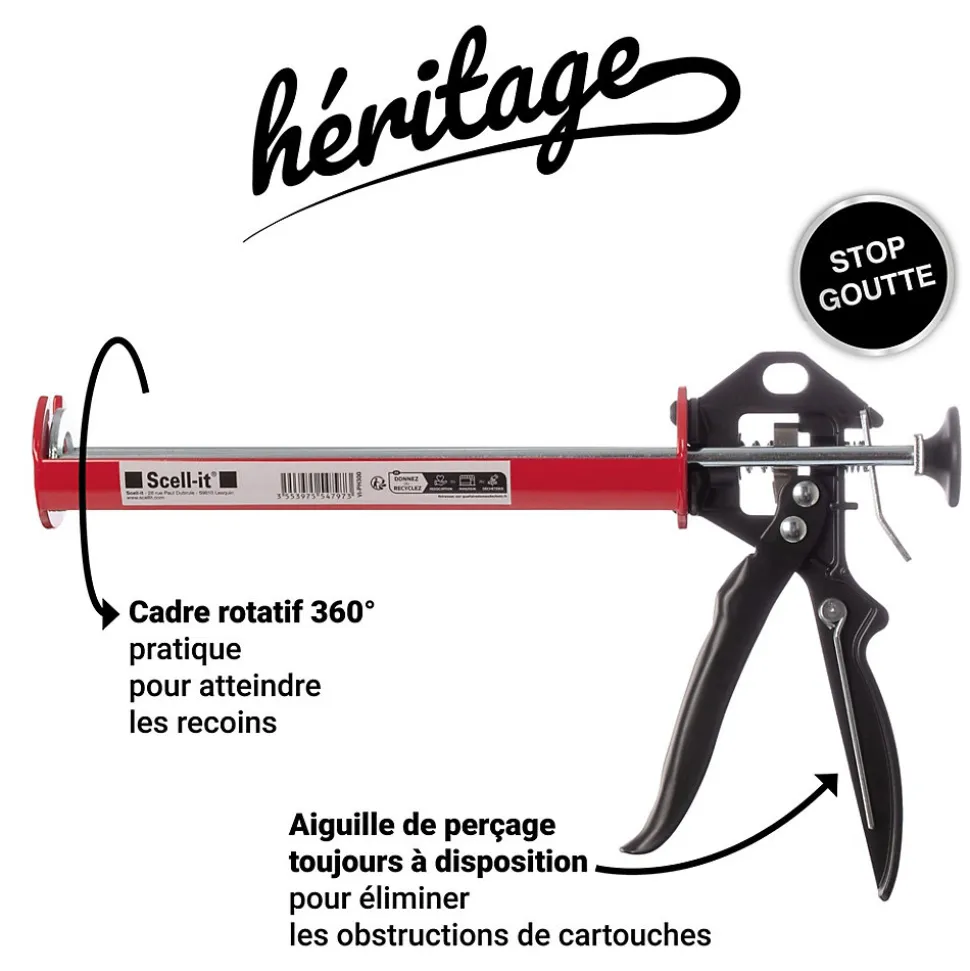 SCELL IT Pack Pistolet Heritage avec 2 Cartouches Scellement Chimique First300 Ton béton