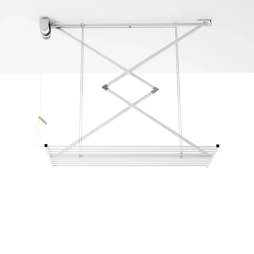 Séchoir plafond manuel blanc 152x54x25cm alu Foxydry Mini 150
