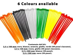 Serre-câbles de couleur en nylon, différentes tailles - 500 pièces assorties