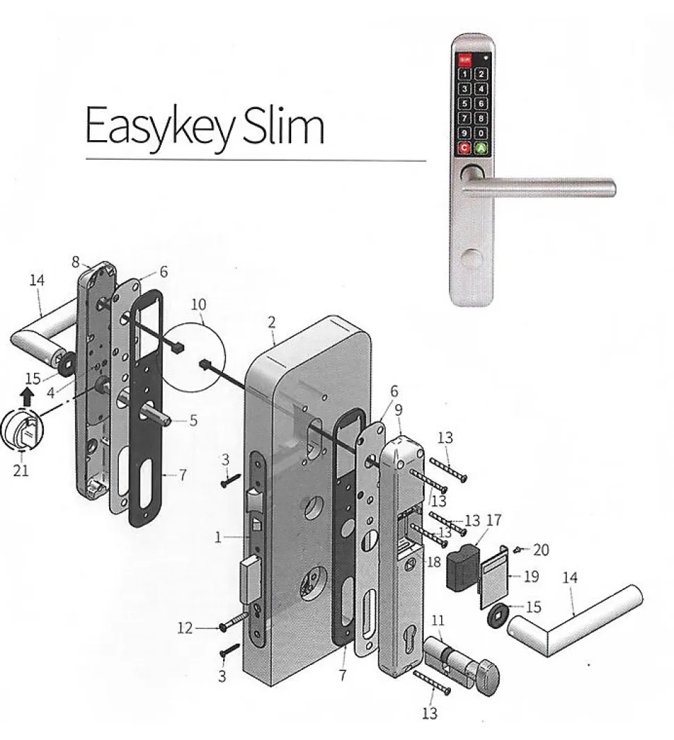 Serrure à code électronique Easykey Slim DOM METALUX - Entraxe 70 mm - XS40SD7DL-10
