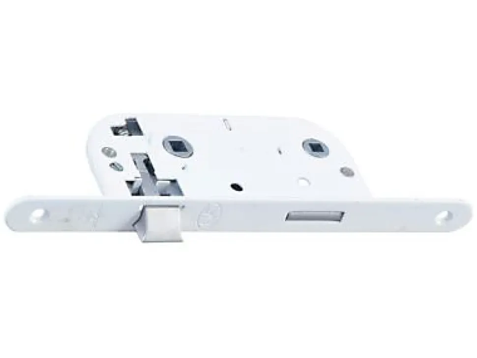 Serrure à encastrer Bricard condamnation bout rond blanc axe 40 mm réversible