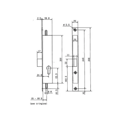 Serrure 3 points coffre 37x40 axe tringles 22mm - METALUX - F137404000