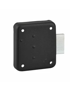 Serrure de meuble en applique pour porte d'ameublement, droite, axe 35mm, 70x60mm, noir, 3 clés - THIRARD