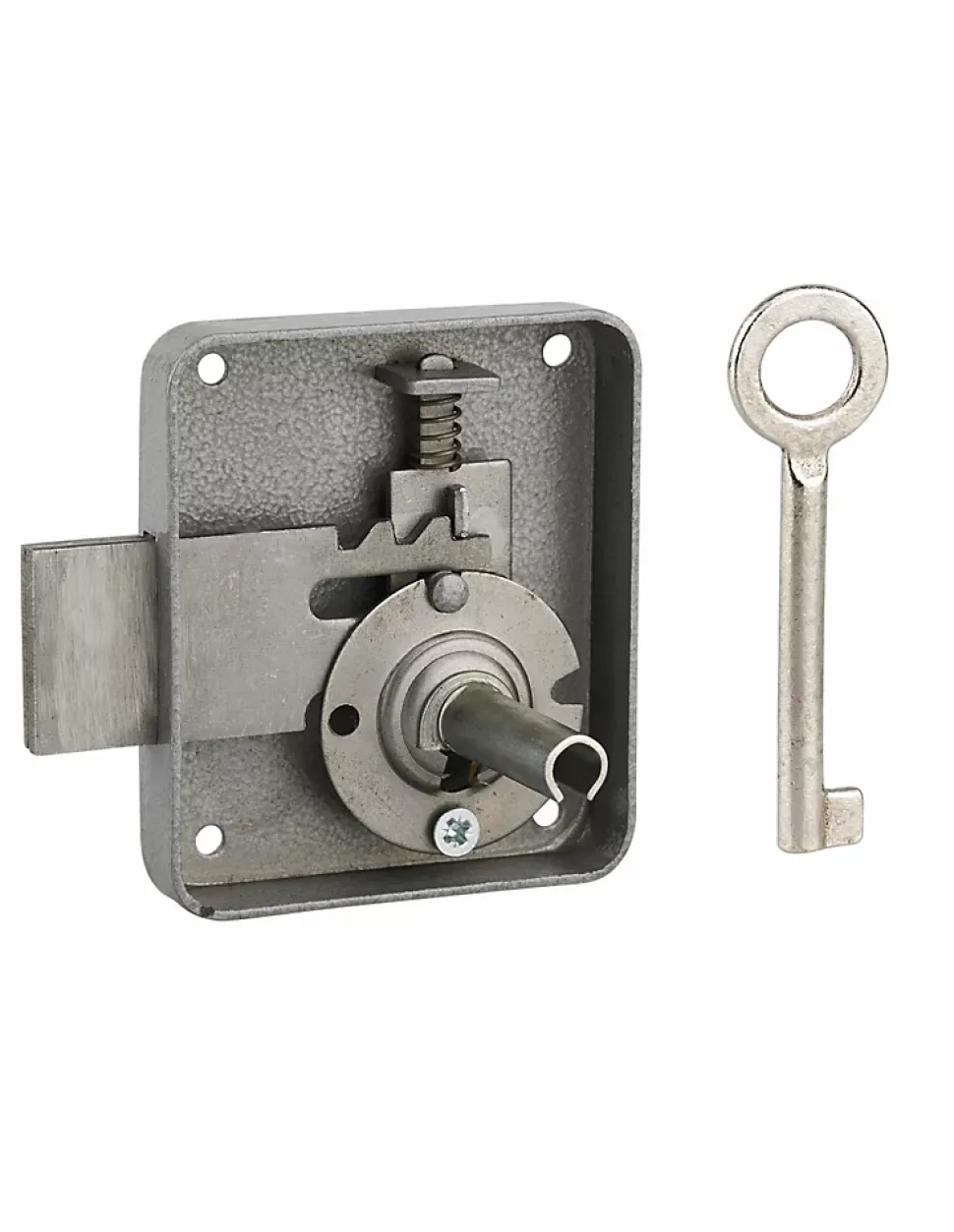 Serrure de meuble Paris pour porte d'ameublement, droite, axe 40mm, 65x70mm, gris, 1 clé - THIRARD